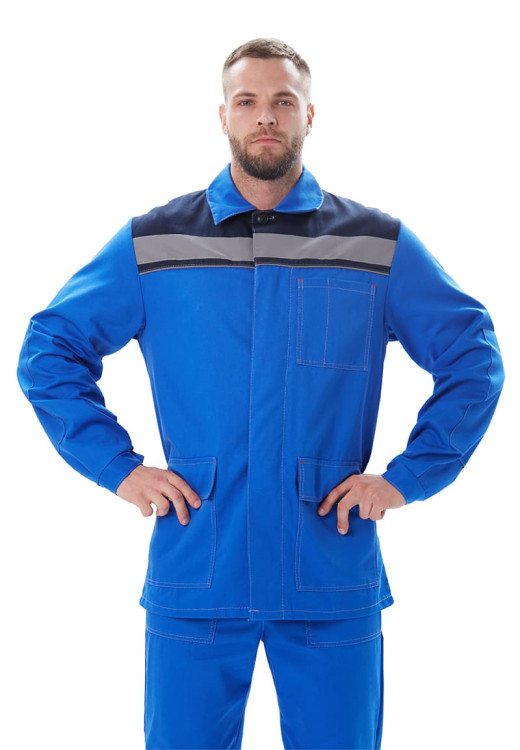 Костюм "АКТУАЛ" куртка/брюки, цвет: василек/т.синий, ткань: саржа