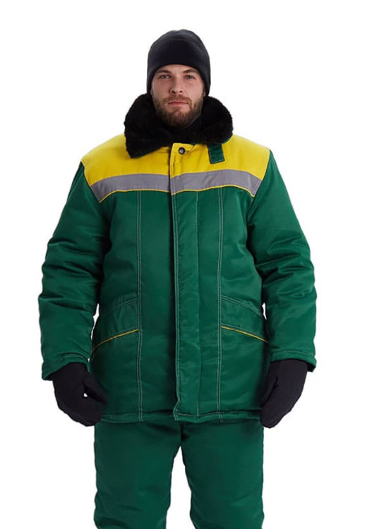 Костюм зимний "СТАНДАРТ" куртка/полукомб. цвет: т.зелёный/жёлтый