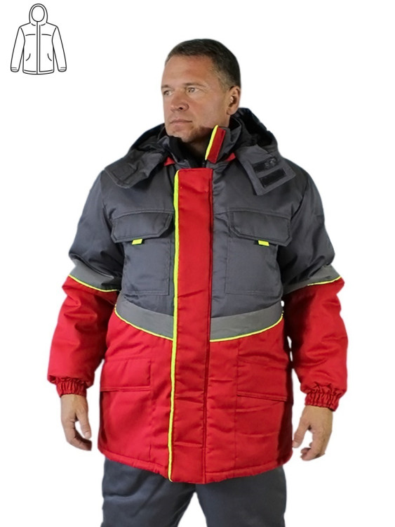 Куртка рабочая мужская утепленная "СЕВЕРНАЯ ШИРОТА" красная с серым Минпромторг