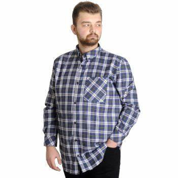 Рубашка мужская "шотландка" 46-72 серо-синий